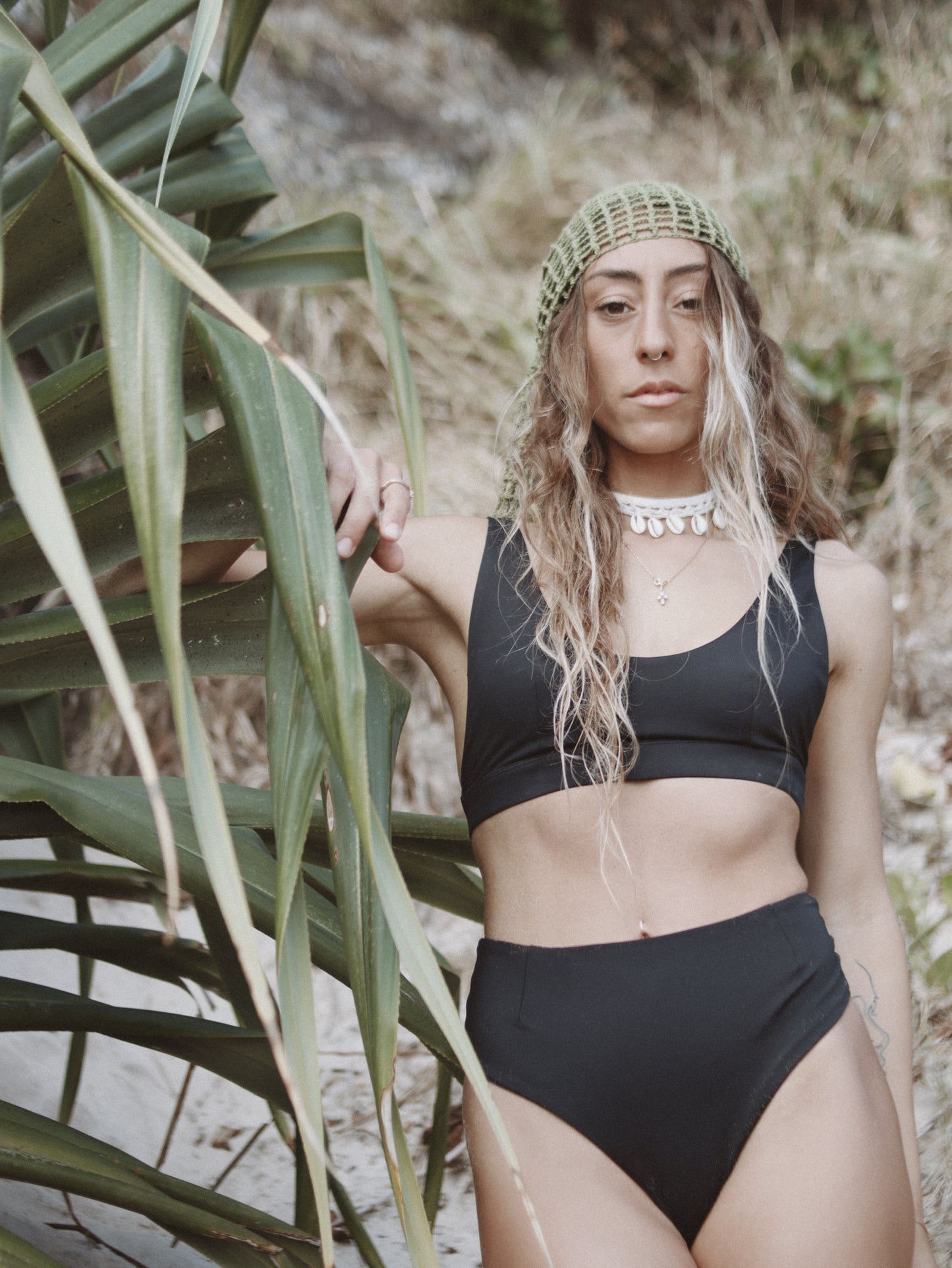 AUSTRAL HIGH-WAIST BIKINI BOTTOM - MOON BLACK