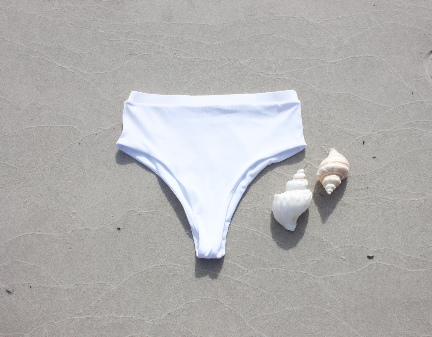CORAL BAY HIGH-WAIST BIKINI BOTTOM - RIB WHITE